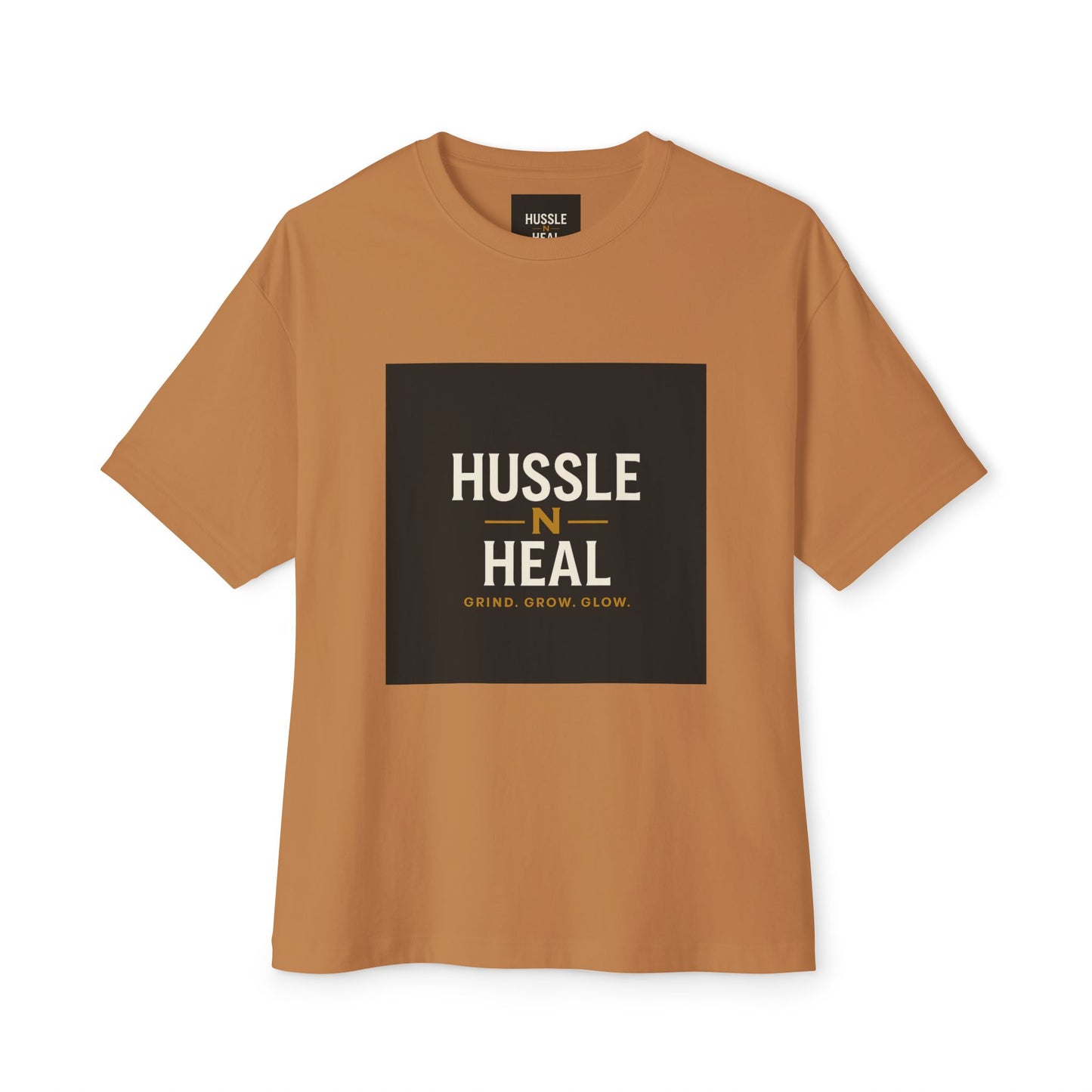 Unisex Oversized Boxy Tee - Hussle N Heal, Comfortable Casual Wear, Gift for Him/Her, Motivational Shirt, Relaxed Fit