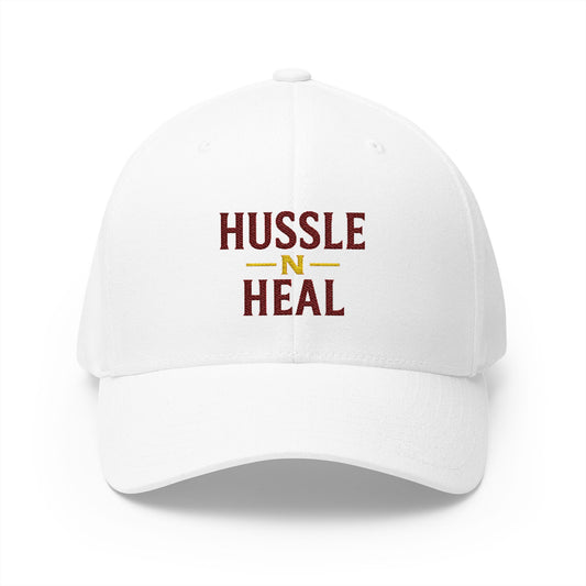 Hussle N Heal Cap, Motivational Hat, Embroidered Closed-Back Structured Cap, Workout Gear, Inspirational Gift, Casual Fashion