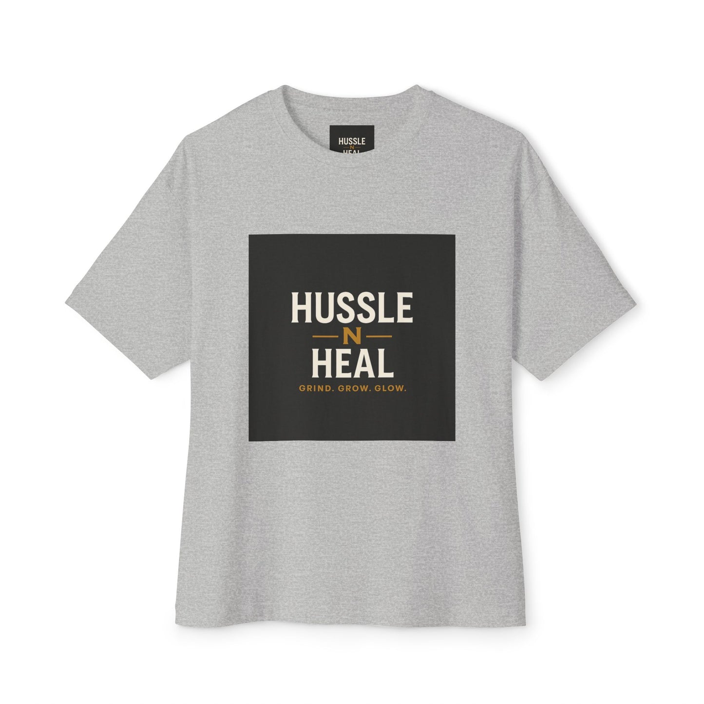 Unisex Oversized Boxy Tee - Hussle N Heal, Comfortable Casual Wear, Gift for Him/Her, Motivational Shirt, Relaxed Fit