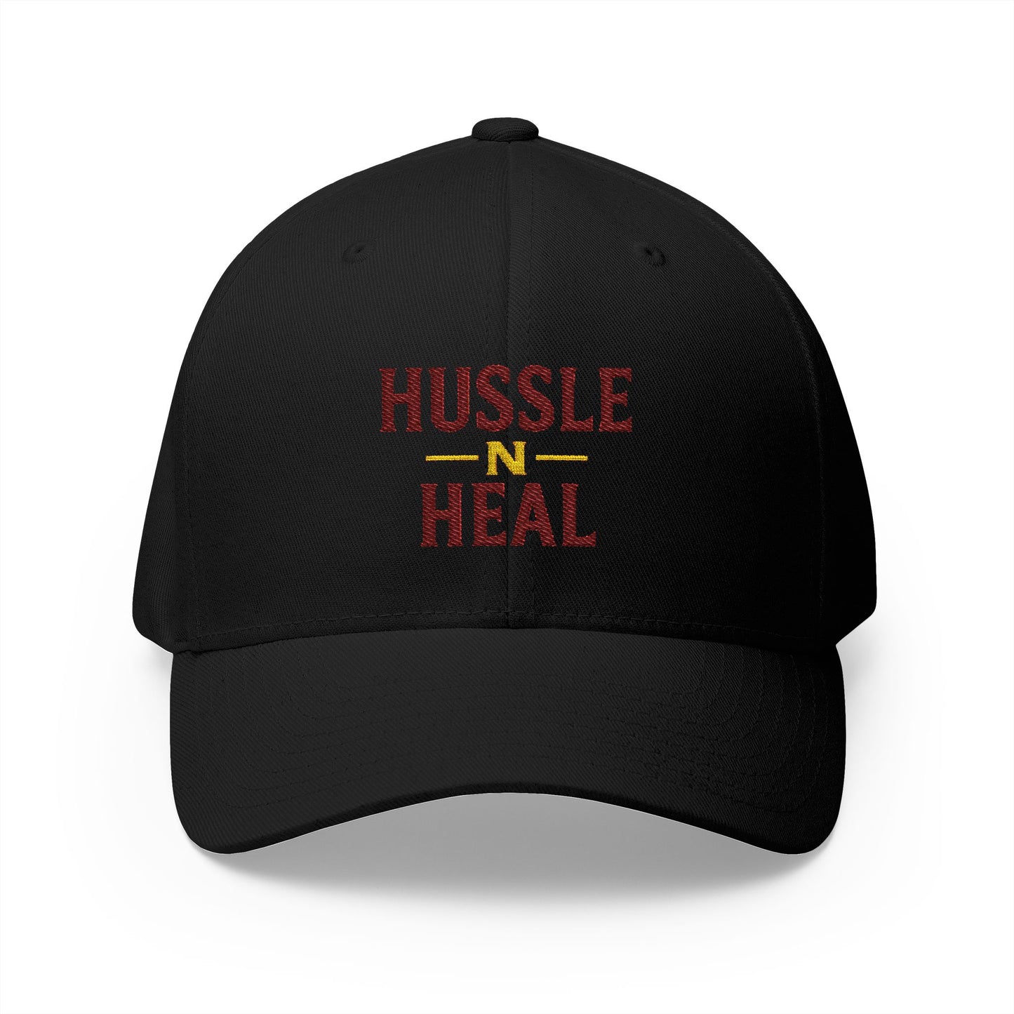 Hussle N Heal Cap, Motivational Hat, Embroidered Closed-Back Structured Cap, Workout Gear, Inspirational Gift, Casual Fashion