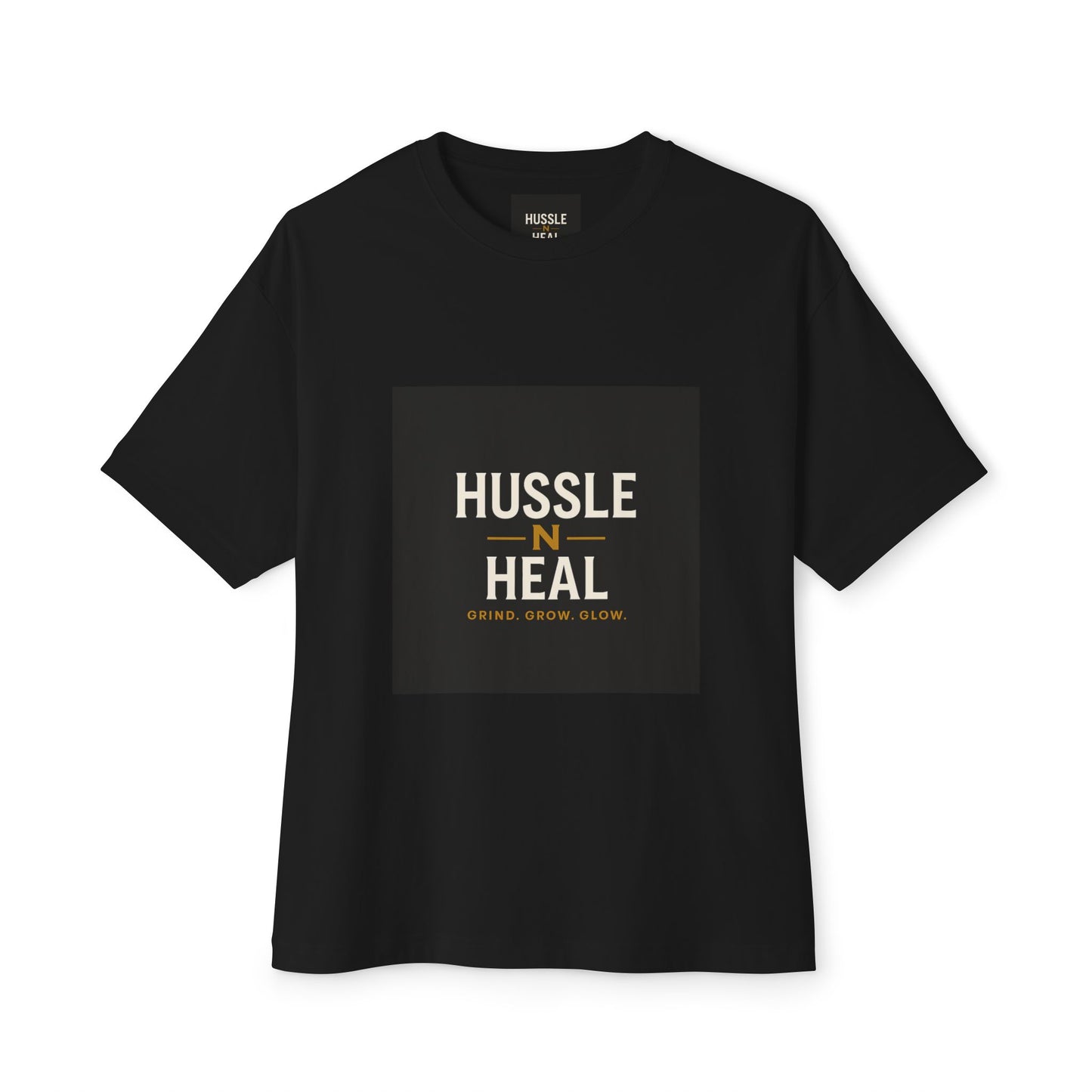 Unisex Oversized Boxy Tee - Hussle N Heal, Comfortable Casual Wear, Gift for Him/Her, Motivational Shirt, Relaxed Fit