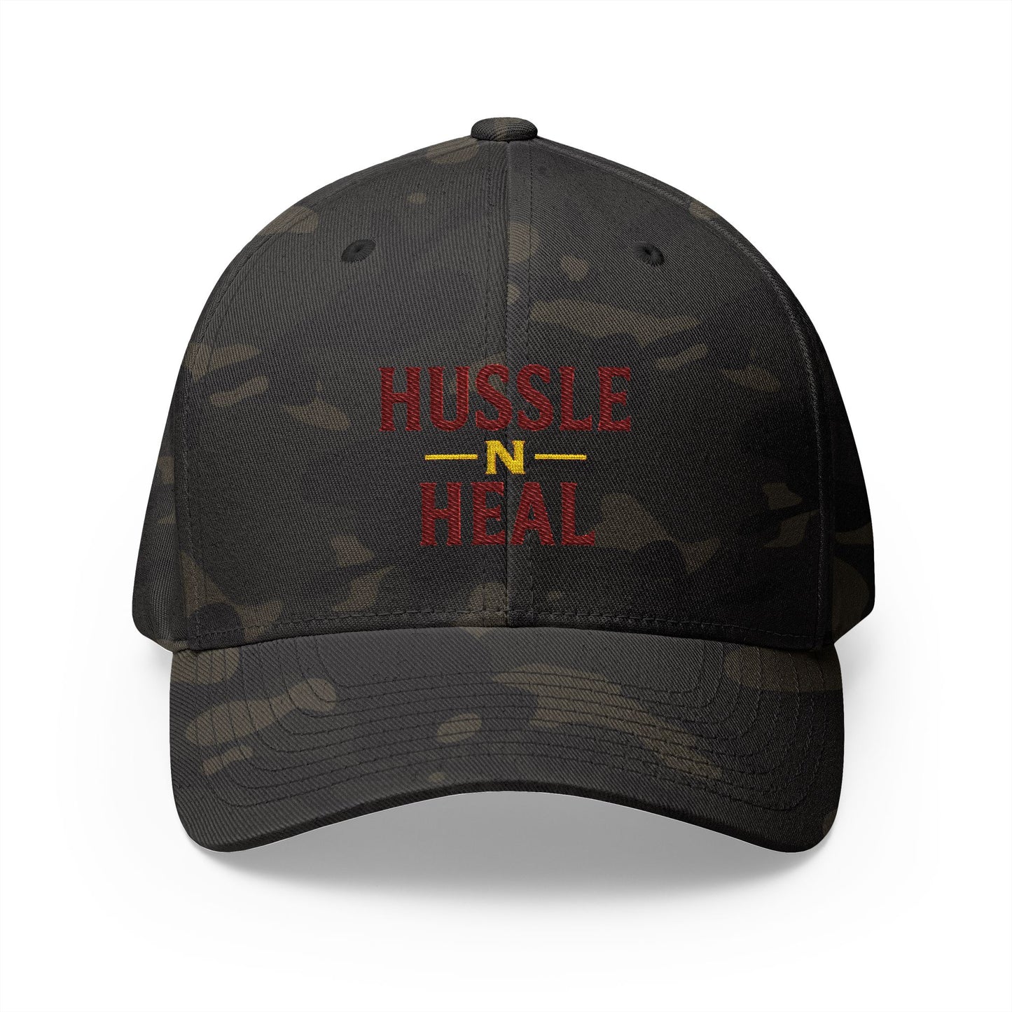 Hussle N Heal Cap, Motivational Hat, Embroidered Closed-Back Structured Cap, Workout Gear, Inspirational Gift, Casual Fashion